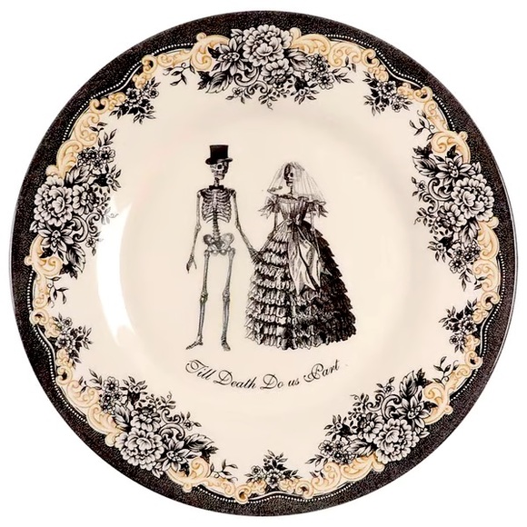 4x Royal Stafford Dinner Plate Skeleton Wedding Couple...